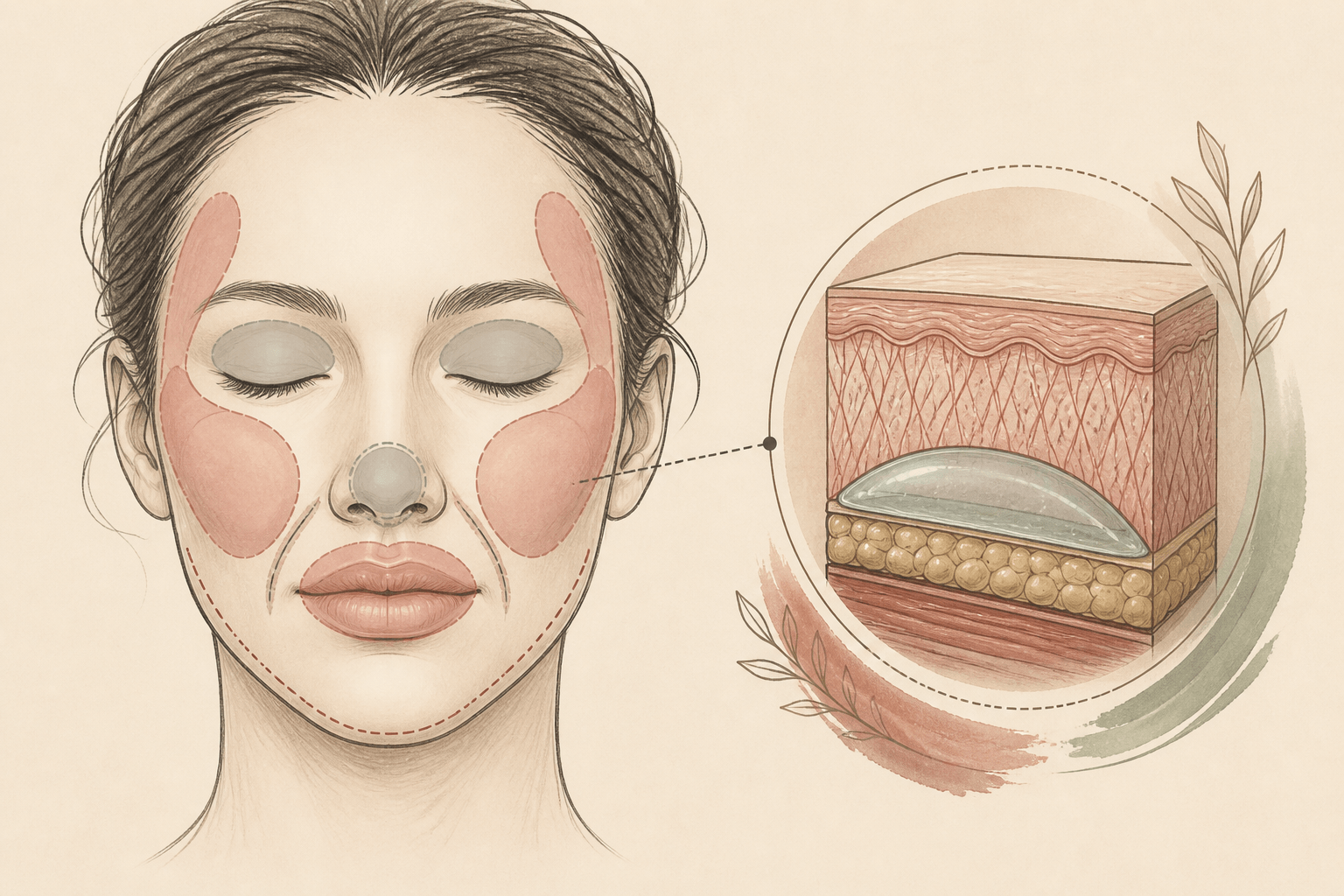 طرح انتزاعی حجم در گونه و لب