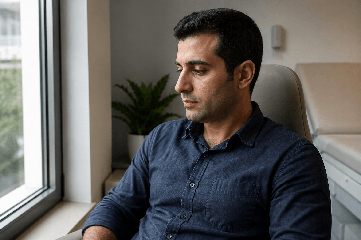 نیمرخ مرد نور پنجره